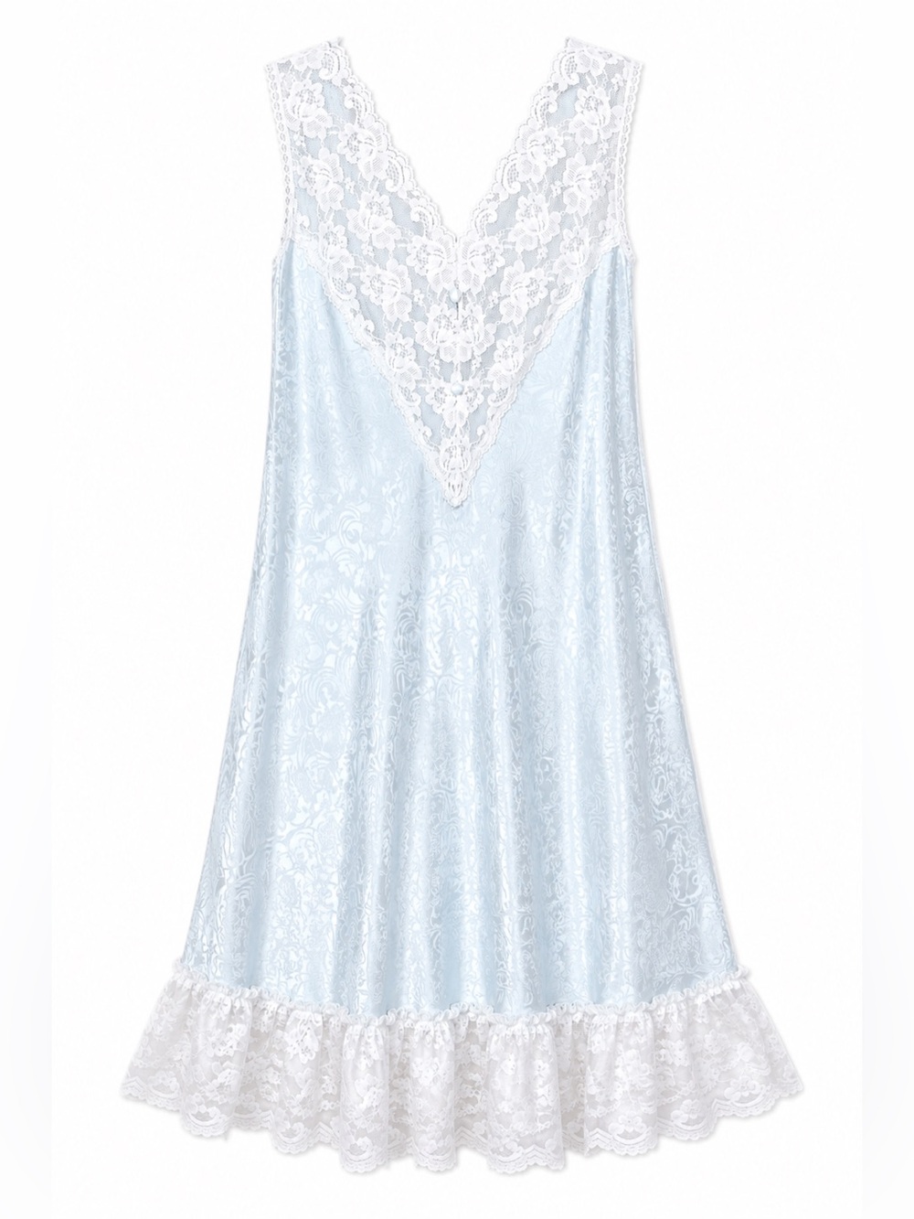 Vintage Val Mode L Satin Lace Nightgown Slip Dress Coquette Romantic Lingerie